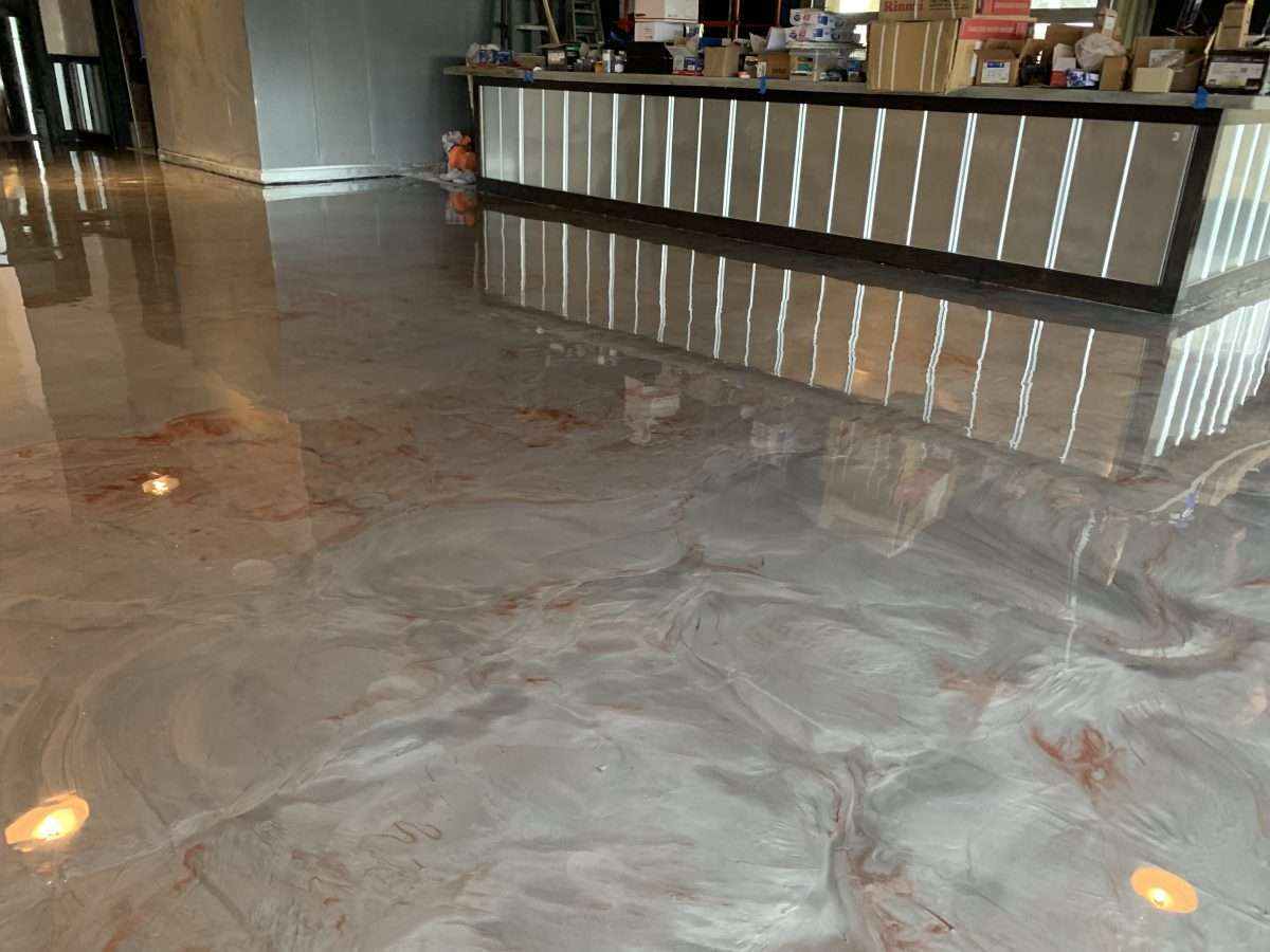 An image of a polished high strength epoxy floor during installation.