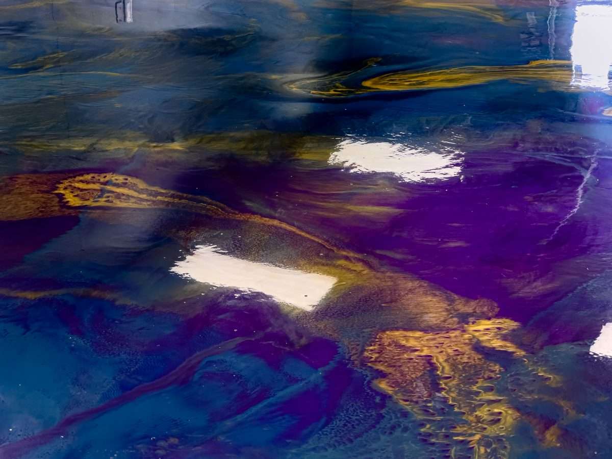 An image showing a brightly colored epoxy floor.